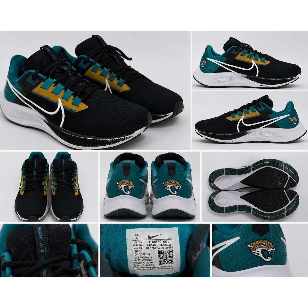 Nike Air Zoom Pegasus 38 Jacksonville Jaguars‎ NFL Black Teal Gold DJ0829-001 6